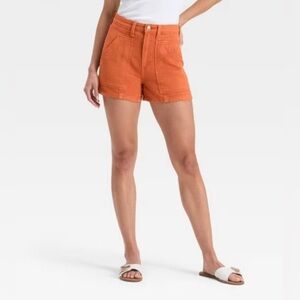 Universal Thread Women's High-Rise Orange Utility Shorts 4" Inseam - Size 12